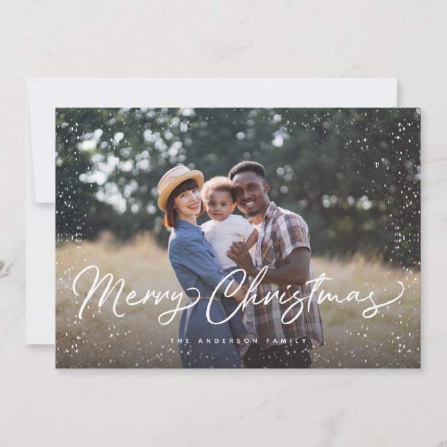 Frohe Weihnachts-Schnee-Foto Feiertagskarte (Vorderseite)
