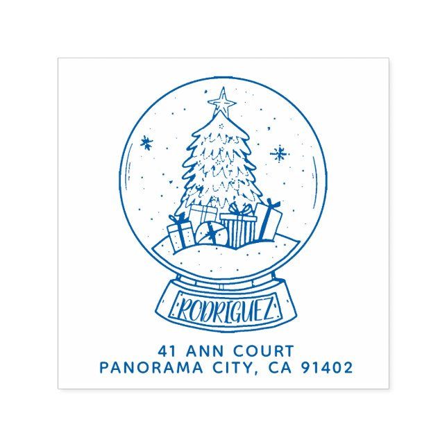 Frohe Weihnachts-Schneeballbaum-Rücksendeadresse Permastempel (Design)