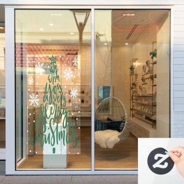 Frohe Weihnachts-Schneeflocken Bauernhaus-Skript-S Fensteraufkleber (Schaufenster)