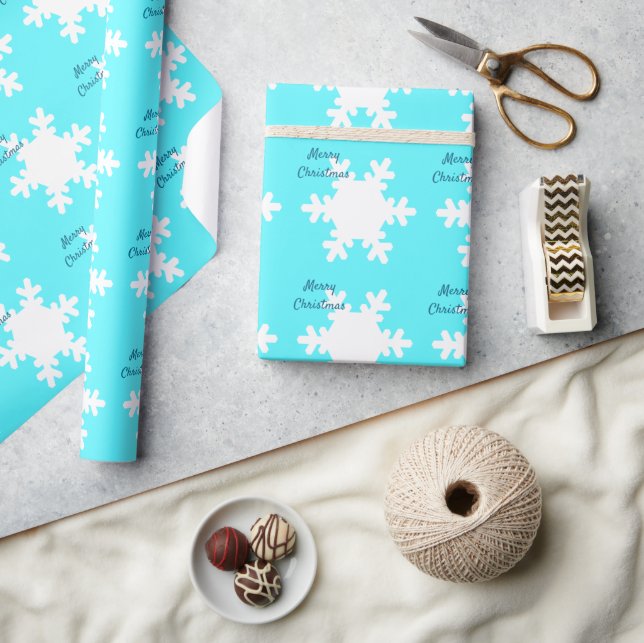 Frohe Weihnachts-Schneeflockenmuster Blau Weiß Coo Geschenkpapier (Kunsthandwerk)