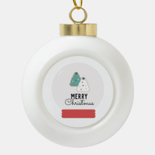 Frohe Weihnachts-Schneeglobe-Cookie Keramik Kugel-Ornament