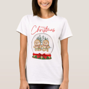 Frohe Weihnachts-Schneeglobe Gingerbrot Cookies T-Shirt