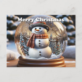 Frohe Weihnachts-Schneemann in Snow Globe Ankündigungspostkarte