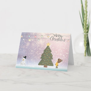 Frohe Weihnachts-Schneemann/Junge Grußkarte Karte