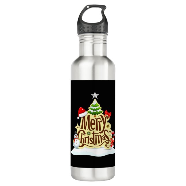 Frohe Weihnachts-Schneemann Winter Tank Top Edelstahlflasche (Vorderseite)