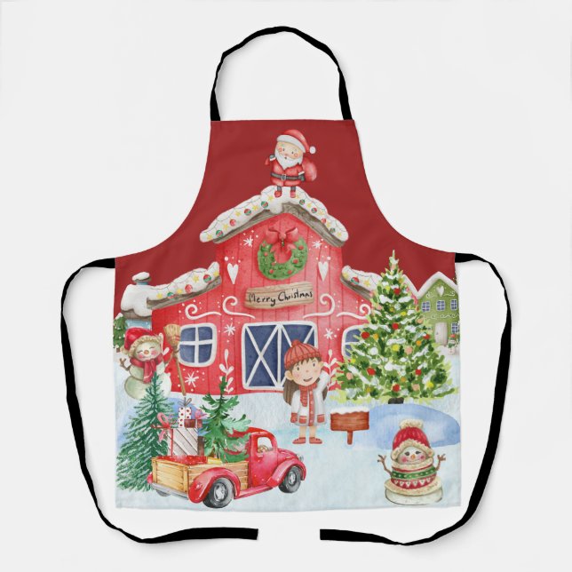 Frohe Weihnachts-Schürze Geschenke Schürze (Vorderseite)