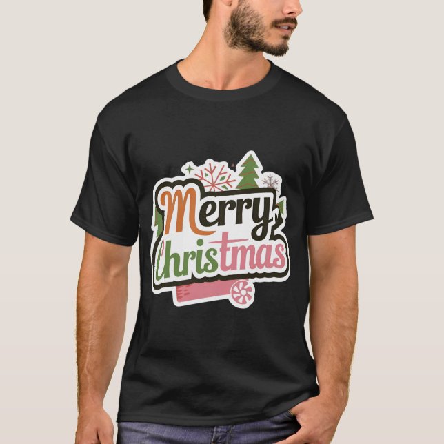 Frohe Weihnachts-Schwarz-T - Shirt für Männer: Neu (Vorderseite)