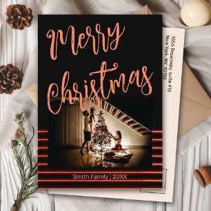 Frohe Weihnachts Schwarz und Rotes Gold Foto Postk Einladung