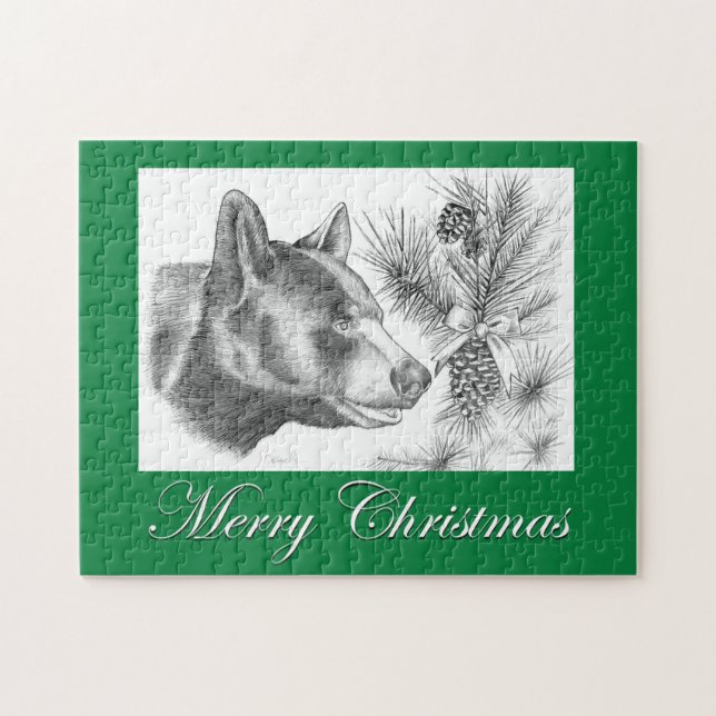 Frohe Weihnachts-Schwarzbär (Horizontal)