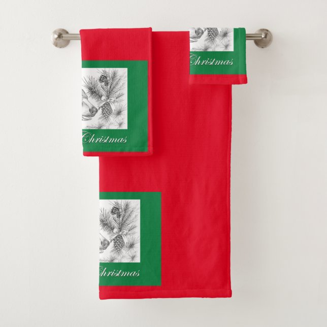 Frohe Weihnachts-Schwarzbär Badhandtuch Set (Insitu)