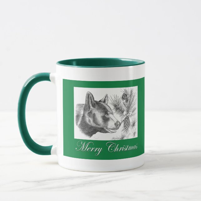 Frohe Weihnachts-Schwarzbär Tasse (Links)