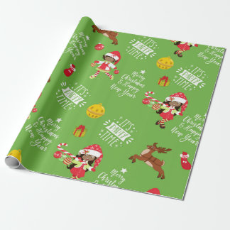 Frohe Weihnachts-Schwarze-Elf-Mädchen Geschenkpapier