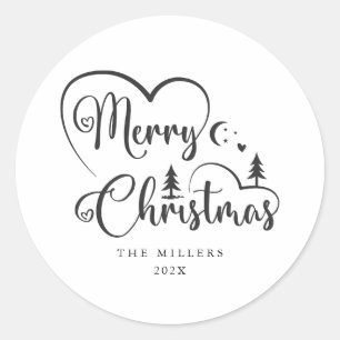 Frohe Weihnachts Schwarze Lettersammlung Runder Aufkleber
