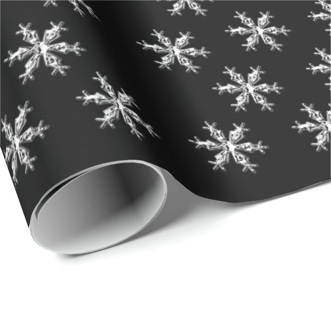 Frohe Weihnachts Schwarze Schneeflocken Wrapping P Geschenkpapier (Rolleneckpunkt)
