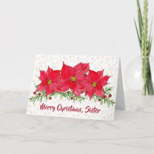 Frohe Weihnachts-Schwester Poinsettia Blume Karte