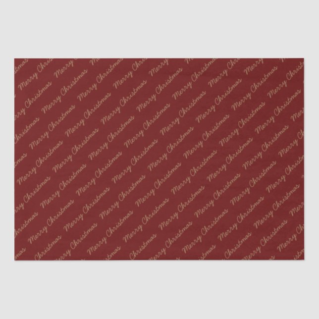 Frohe Weihnachts-Script Burgundy und Gold Seidenpapier (Vorderseite)