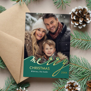 Frohe Weihnachts-Script-Foto Folien Feiertagskarte