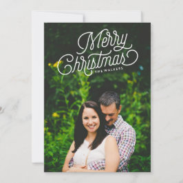 Frohe Weihnachts Script Holiday Foto Card Feiertagskarte