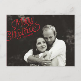 Frohe Weihnachts Script Holiday Foto Postcard Feiertagspostkarte