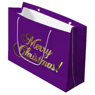 Frohe Weihnachts-Script-Imitate Gold Foil Elegante Große Geschenktüte
