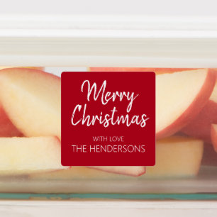 Frohe Weihnachts-Script Monogram Waterproof Food Etiketten