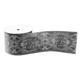 Frohe Weihnachts-Script-Muster Silver Gray Ripsband