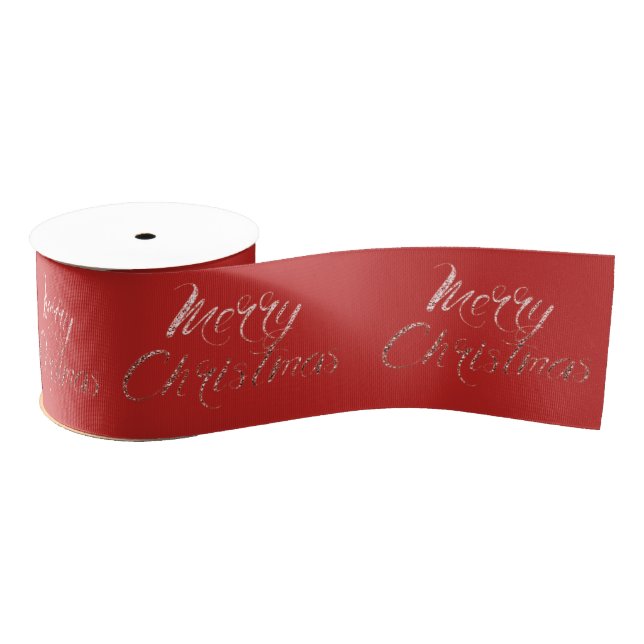 Frohe Weihnachts Script Red Joy Pink Rose Gold Ripsband (Spule)