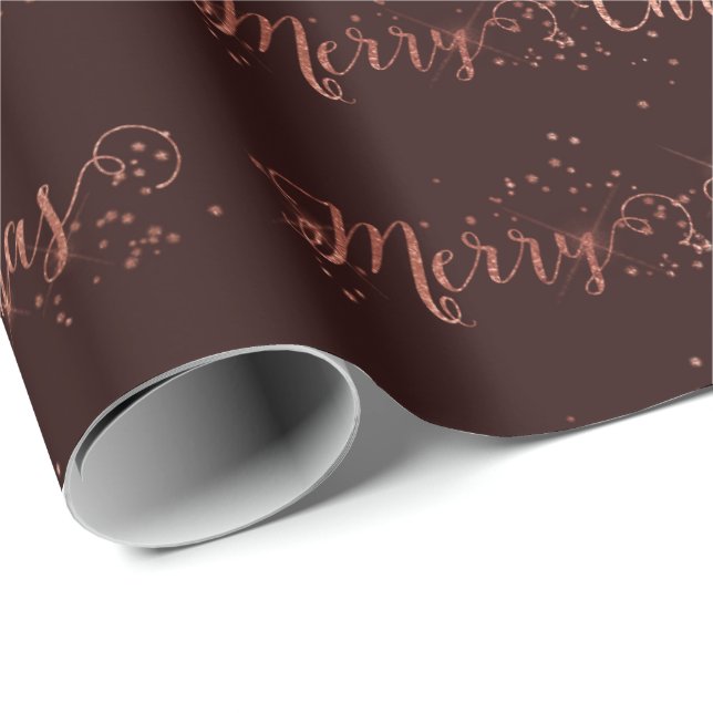 Frohe Weihnachts-Script-Rose Gold Bordeaux Geschenkpapier (Rolleneckpunkt)
