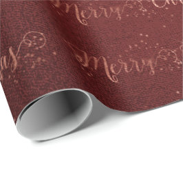 Frohe Weihnachts Script Rose Gold Ombre Burgundy Geschenkpapier