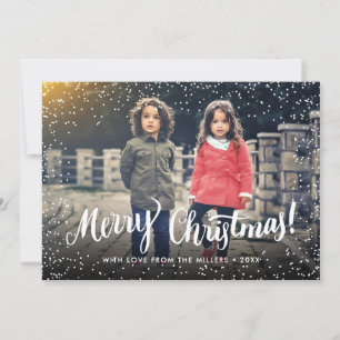 Frohe Weihnachts-Script Snowflakes Personalisiert Feiertagskarte