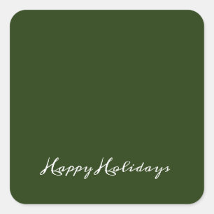 Frohe Weihnachts-Script-Umschlag Grünes Geschäft Quadratischer Aufkleber