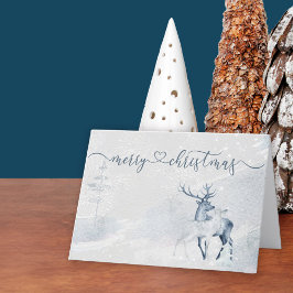 Frohe Weihnachts-Script Watercolor Stag and Deer Feiertagskarte
