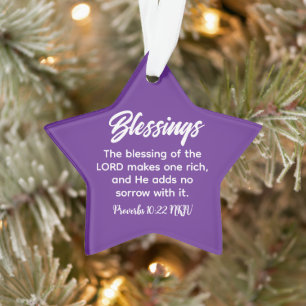 Frohe Weihnachts-Segnungen Bible Verse Lila Star Ornament