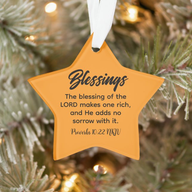 Frohe Weihnachts-Segnungen Bible Verse Orange Star Ornament (Baum)