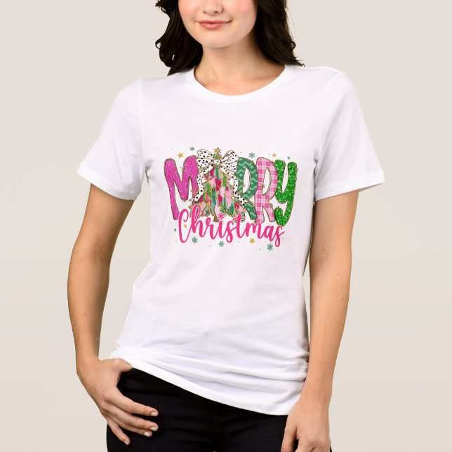 Frohe Weihnachts-Shirt, Weihnachtsweihnachtsfrauen Tri-Blend Shirt (Vorderseite)