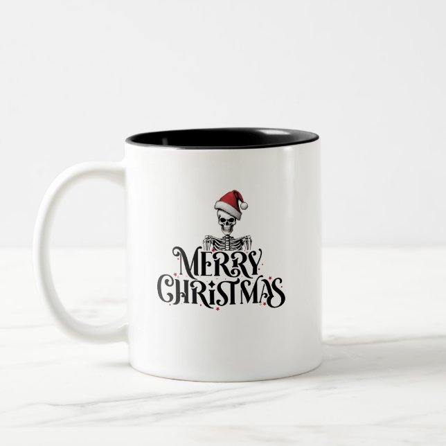Frohe Weihnachts Skeleton Kaffee Tasse (Links)