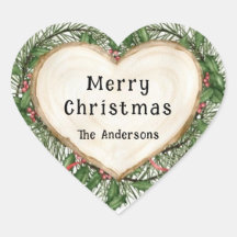 Frohe Weihnachts Slice Holz Herz Wreath Custom