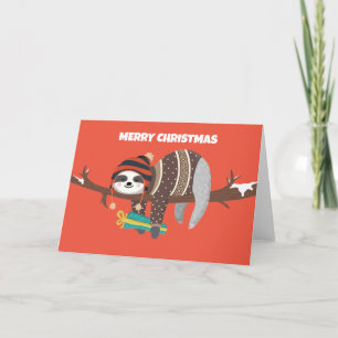 Frohe Weihnachts-Sloth-Urlaubskarte Feiertagskarte