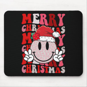 Frohe Weihnachts Smile Face Santa Claus Hat Groovy Mousepad