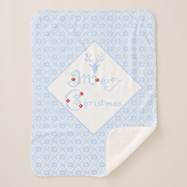 Frohe Weihnachts-Snowflake-Muster Sherpadecke (Vorderseite)