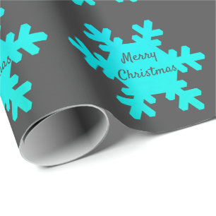 Frohe Weihnachts Snowflake Patterns Blue Gray Gray Geschenkpapier