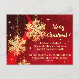 Frohe Weihnachts Snowflake Real Anwesen Feiertagspostkarte
