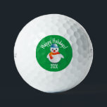 Frohe Weihnachts Snowman Custom Golf Ball<br><div class="desc">Fügen Sie Ihren eigenen Weihnachtsgruß und Jahr zu diesem Golf-Urlaubskugel hinzu. Ein glücklicher Schneemann füllt den zentralen Raum.</div>
