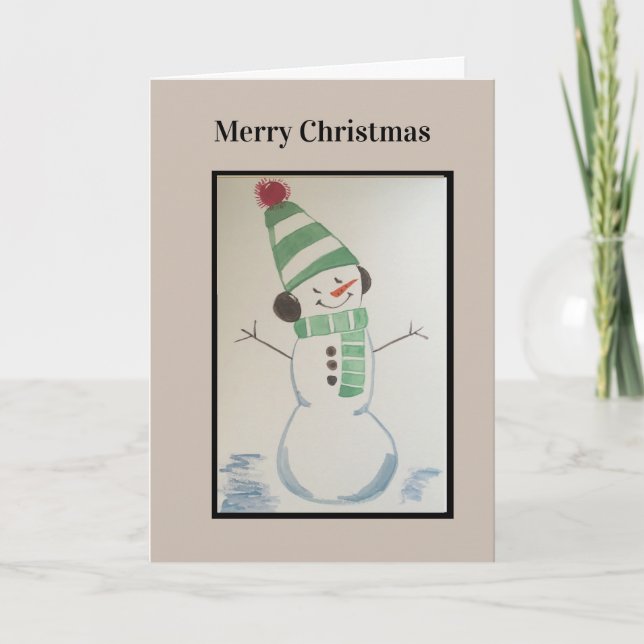 Frohe Weihnachts-Snowman-Karte Karte (Vorderseite)