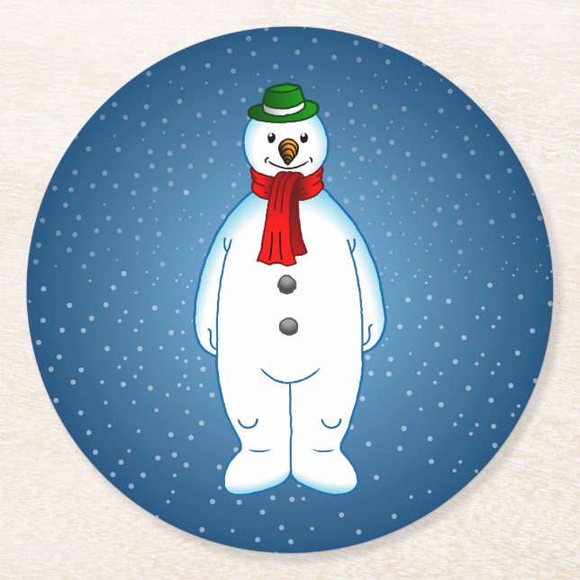 Frohe Weihnachts Snowman Paper Untersetzer (Vorderseite)