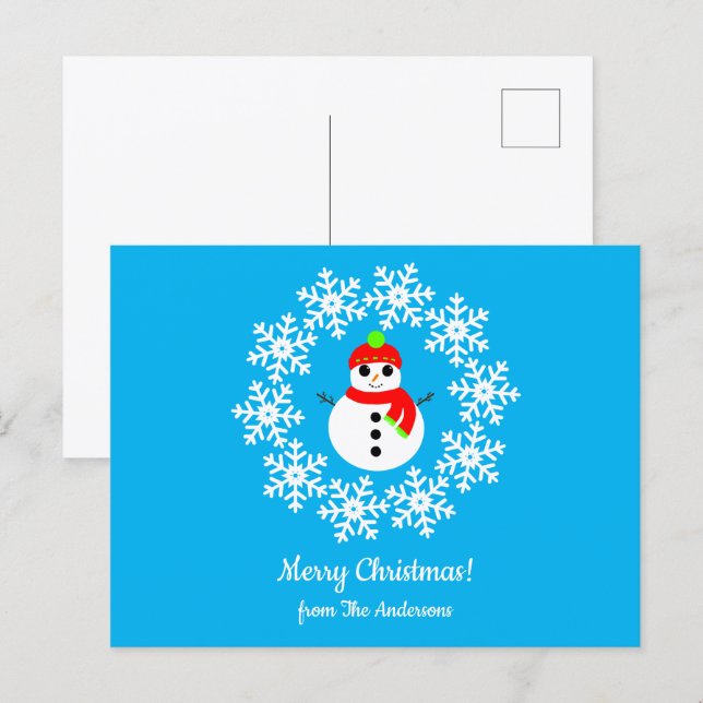 Frohe Weihnachts-Snowman Postcard Postkarte (Vorne/Hinten)