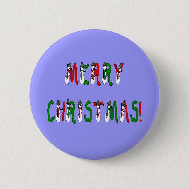 Frohe Weihnachts Snowman Schriftart Button (Vorderseite)