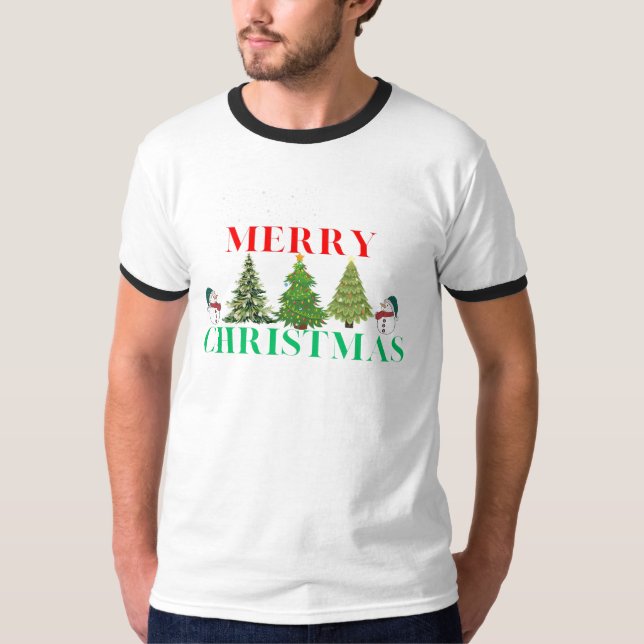 Frohe Weihnachts-Snowman & Tree-T - Shirt (Vorderseite)