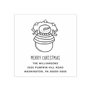 Frohe Weihnachts-Snowman und Stars Editable Adress Gummistempel