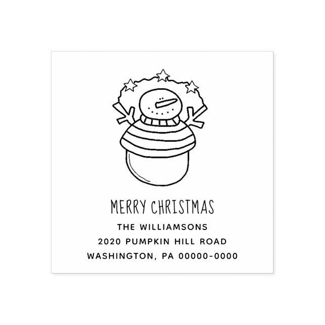 Frohe Weihnachts-Snowman und Stars Editable Adress Gummistempel (Prägung)